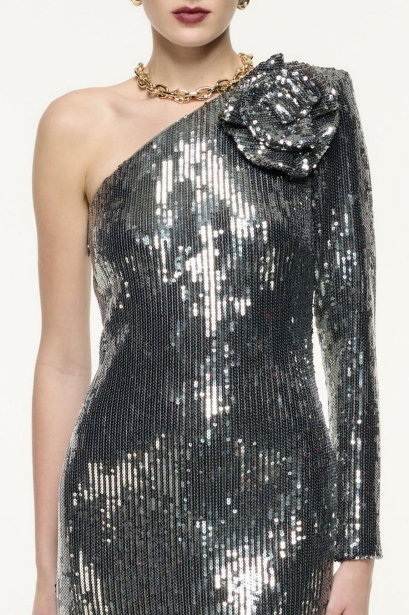 Thirza Sequin One Shoulder Maxi Dress