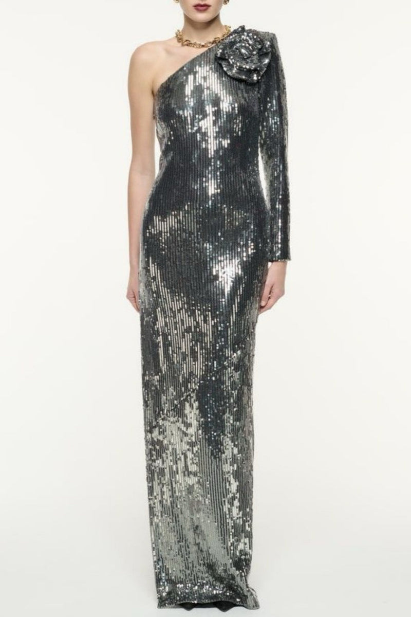 Thirza Sequin One Shoulder Maxi Dress