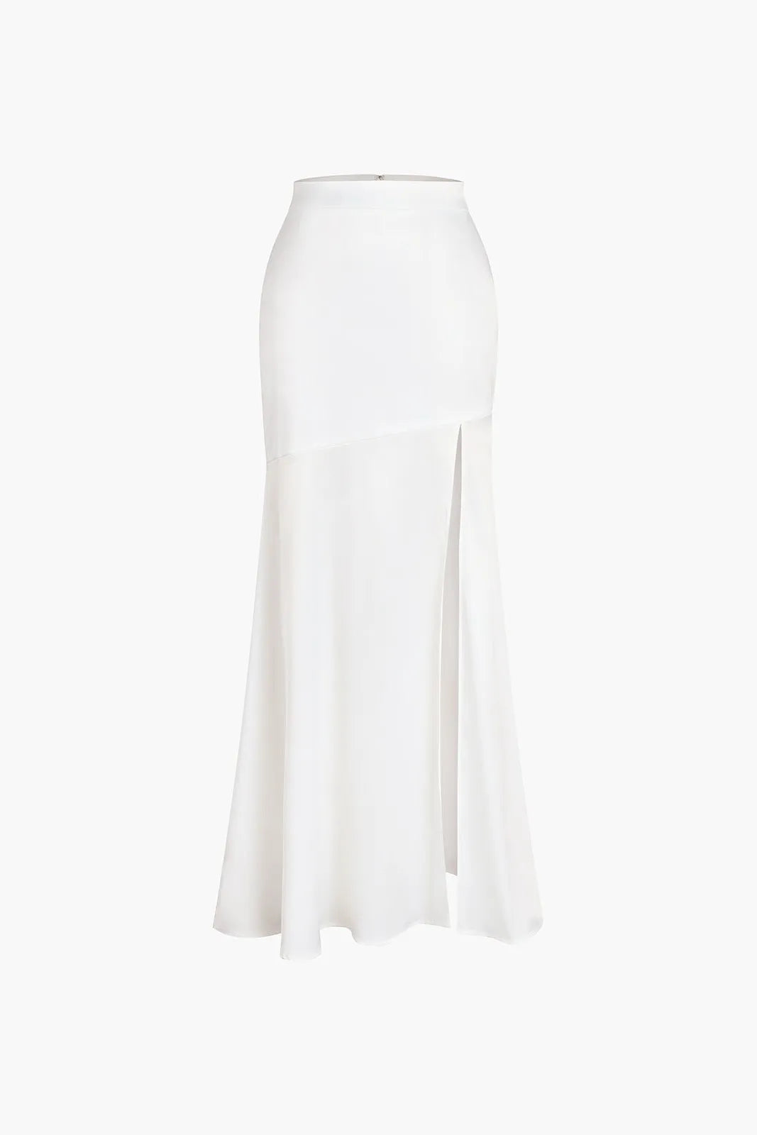 Tiaka White Satin Patchwork Split Maxi Skirt