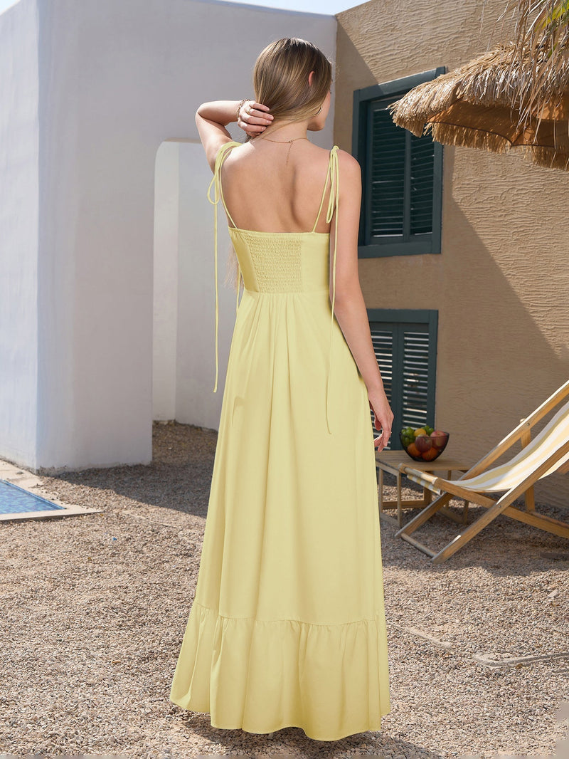 Tie Shoulder Ruched Bust Maxi Dress