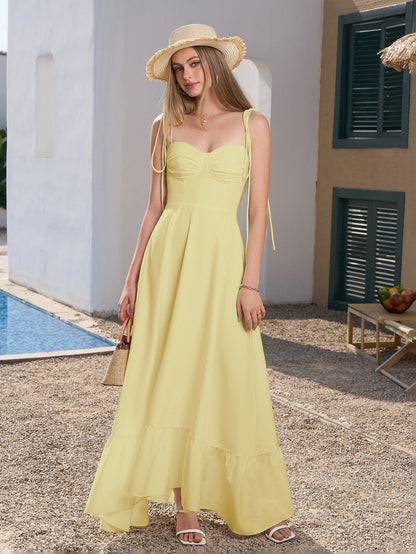 Tie Shoulder Ruched Bust Maxi Dress