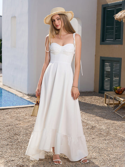 Tie Shoulder Ruched Bust Maxi Dress