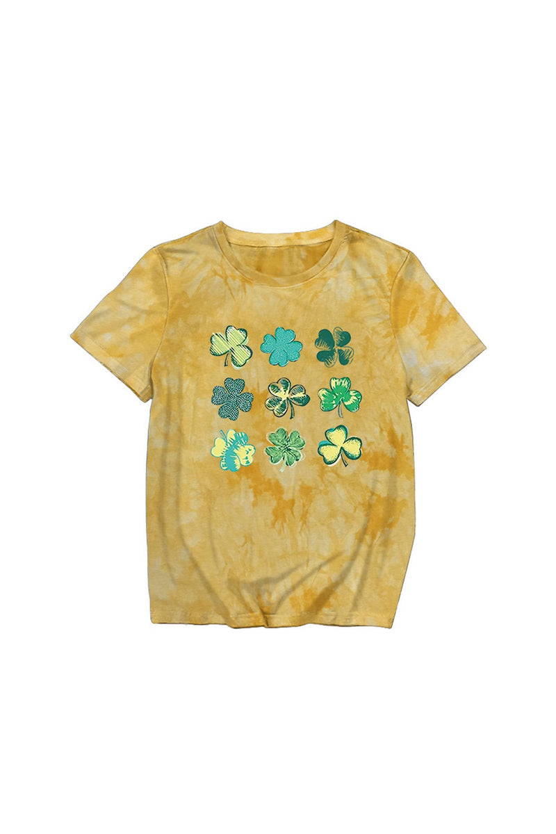 Tie-dye Clover Printed T-shirt