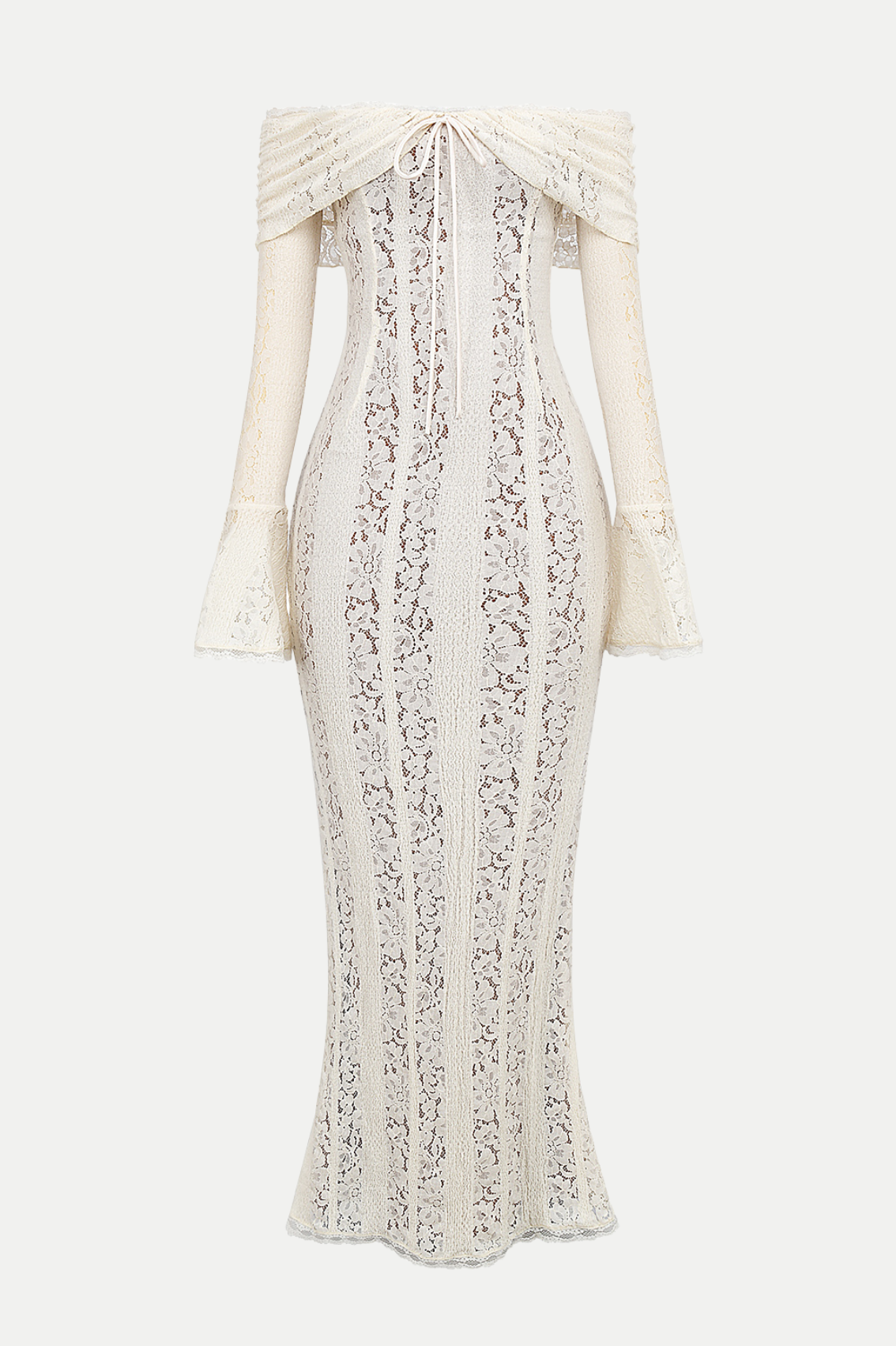 Tleta Lace Off Shoulder Maxi Dress - White