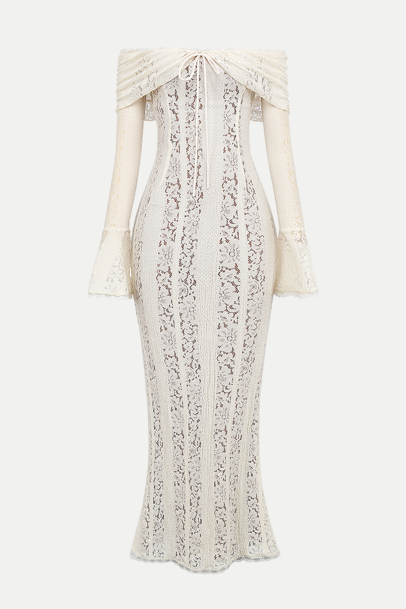 Tleta Lace Off Shoulder Maxi Dress - White