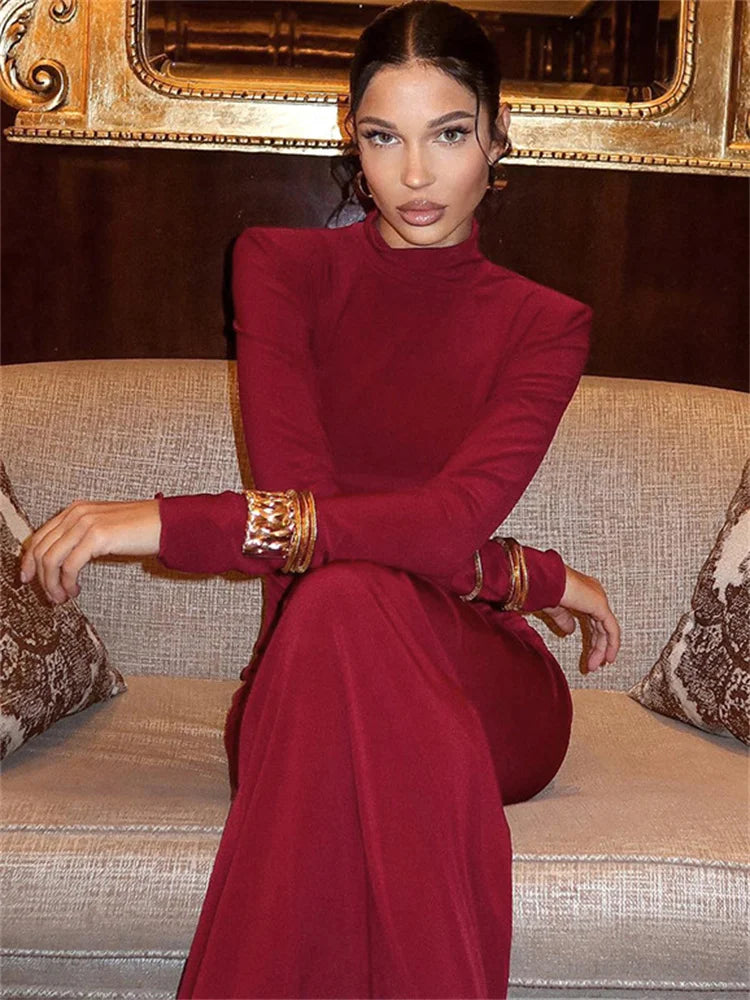 Pleated Long Dress Female High Waist Slim Patchwork Skinny Autumn Party Dress ’s Bodycon Dress