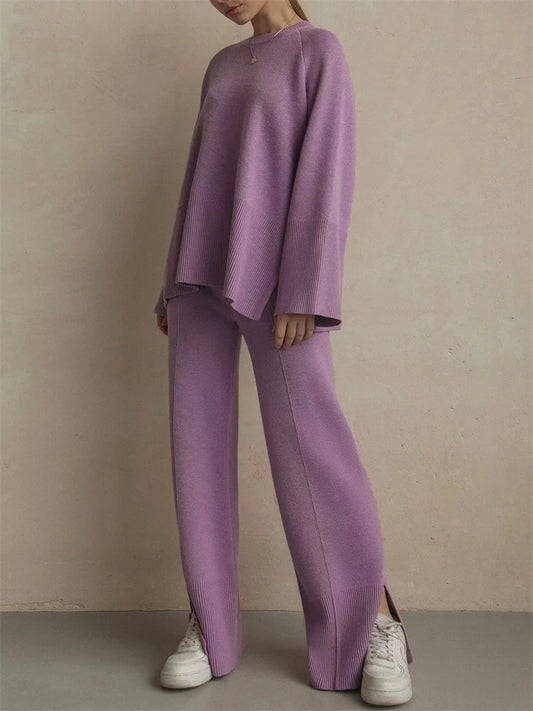 Losse Two Piece Sets Knitwear Oversized Sweater and Flared Pants Sets Knit Tracksuit Sweater Outfits