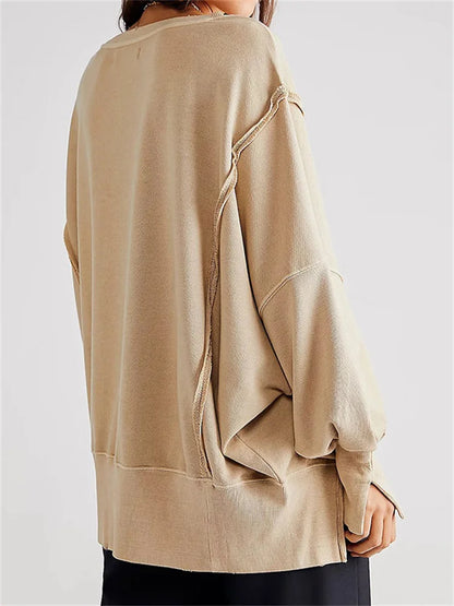 Patchwork Knit Loose Pullover Female Autumn High Waist Sweater Knitwear Pullover New