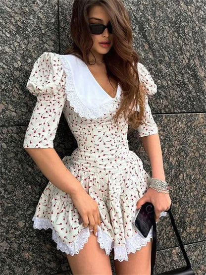 Printed Short Sleeve Mini Dress