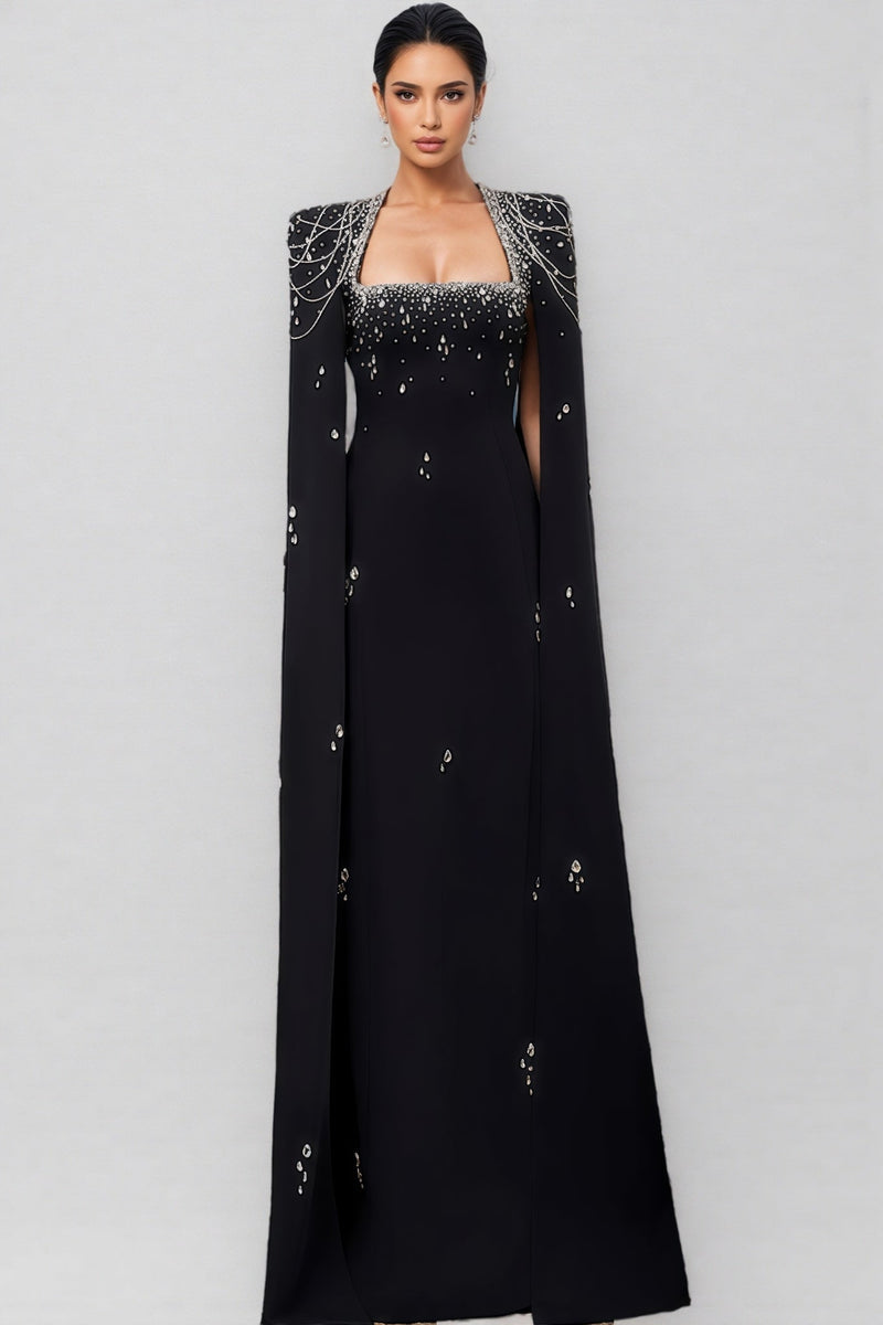 Tegany Beaded Chain Sleeve Maxi Dress