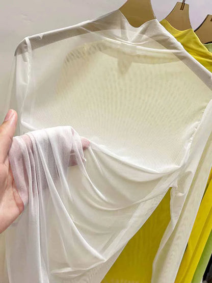 Transparent Gauze Bottoming T-shirt Clothing Summer Long Sleeved T-shirt With Gauze Shirt Half High Collar Sunscreen