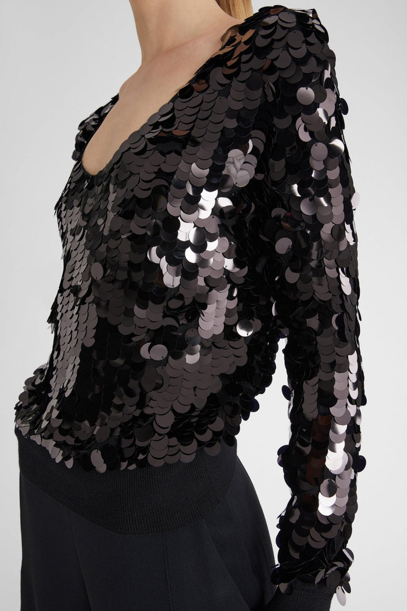 Tyne Sequin V--neck Knit Sweater