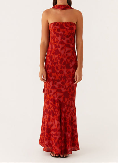 Amata Under the Pagoda Maxi Dress - Deep Red
