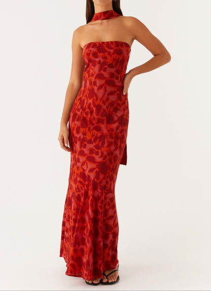 Amata Under the Pagoda Maxi Dress - Deep Red