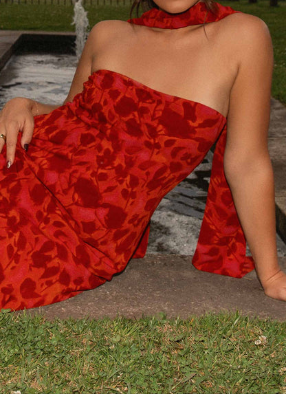 Amata Under the Pagoda Maxi Dress - Deep Red