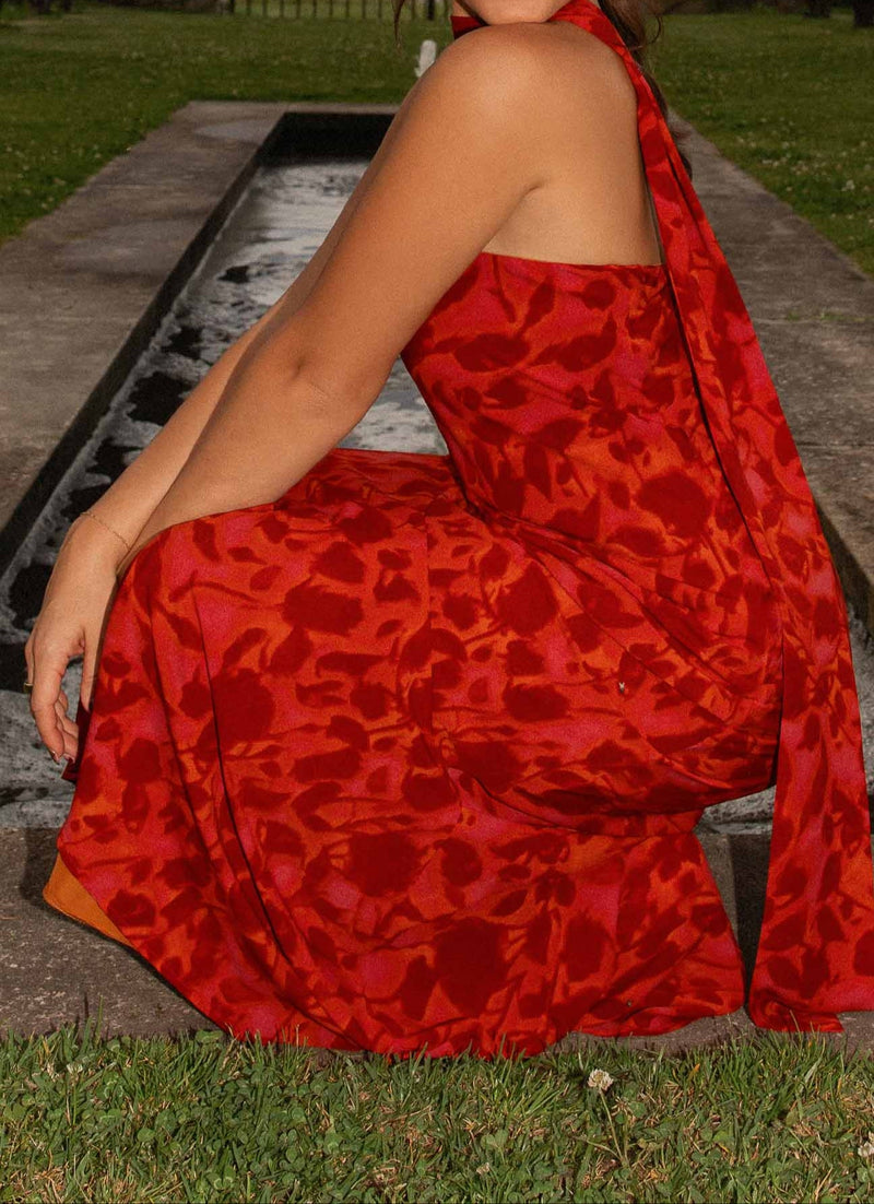 Amata Under the Pagoda Maxi Dress - Deep Red