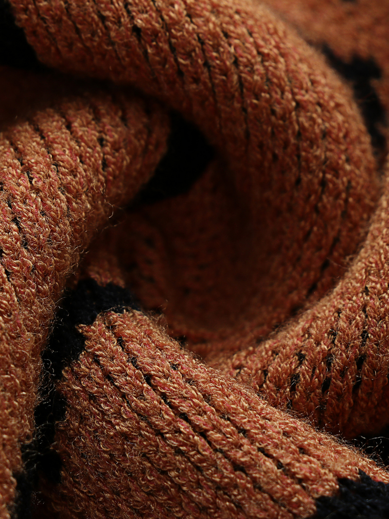 Smiley Polar Bear Knit Sweater Dress - Brown