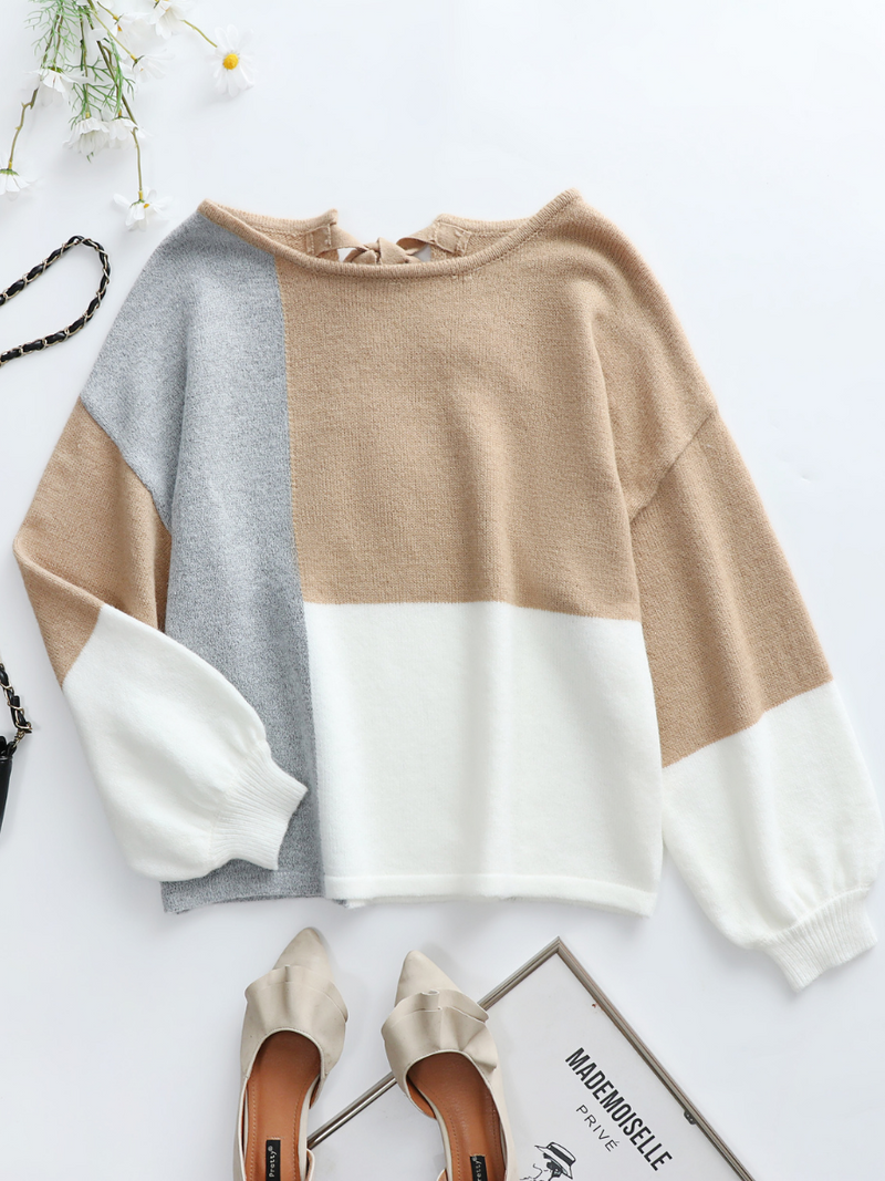 | Color Block Pattern Knit Sweater
