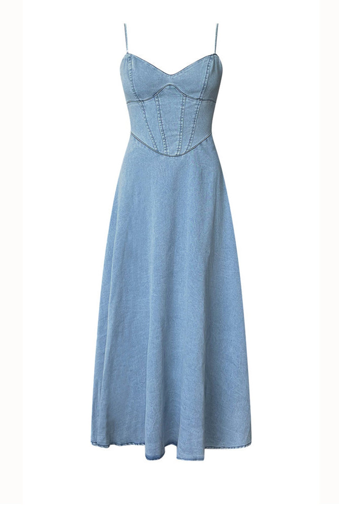 V-neck Corset Cami Denim Swing Dress