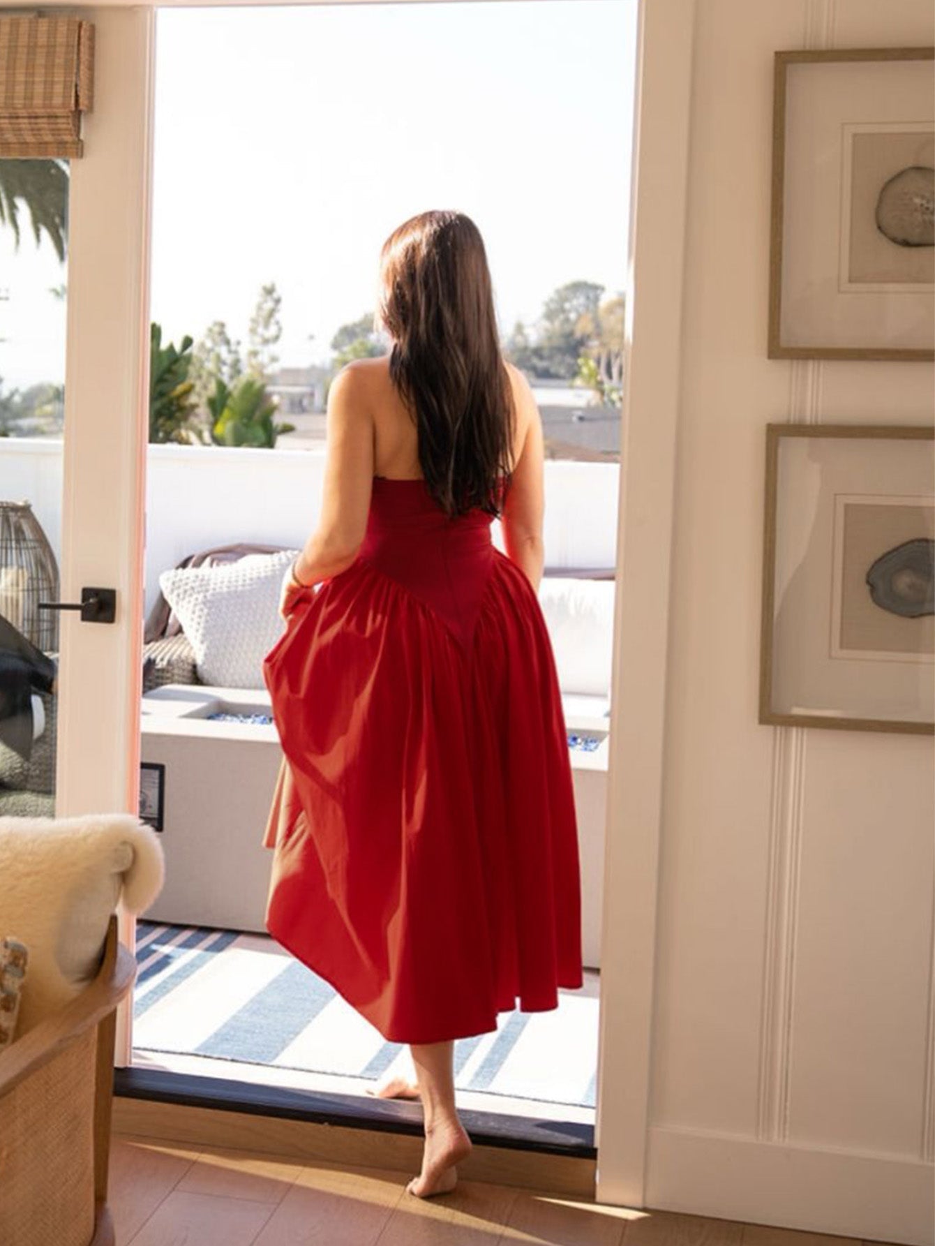 V-neck Halter Flared Hem Dress