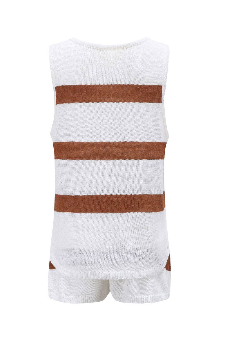 V Neck Knit Tank Top Shorts Suits