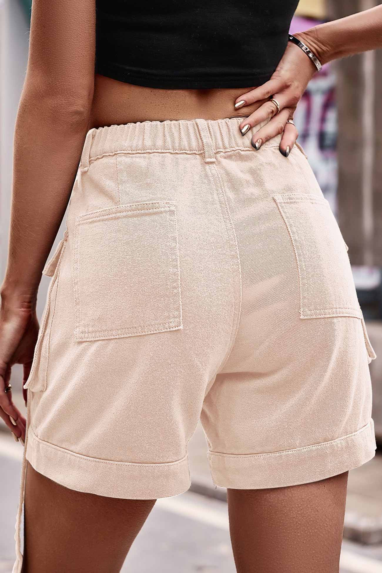 Color Cargo Denim Shorts