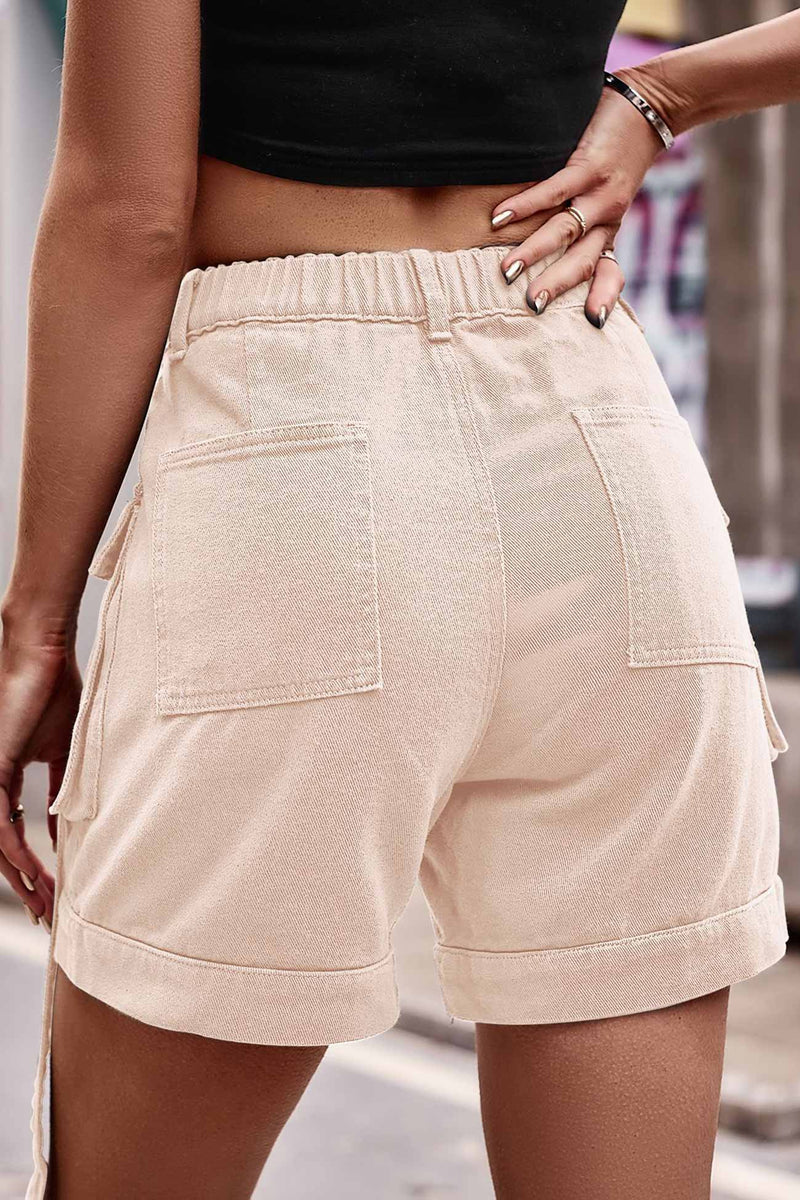 Color Cargo Denim Shorts