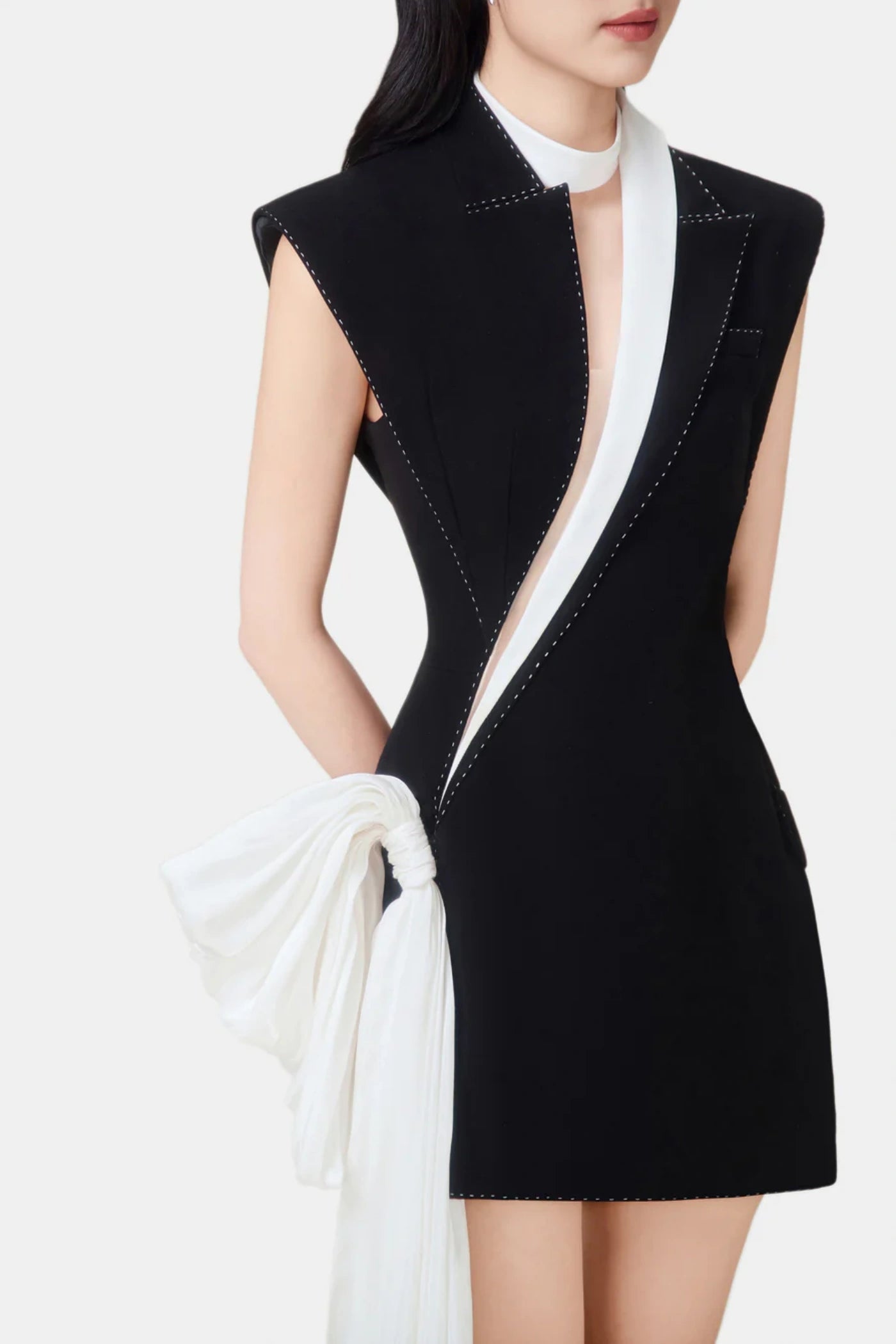 Vequa Asymmetric Sleeveless Blazer Mini Dress