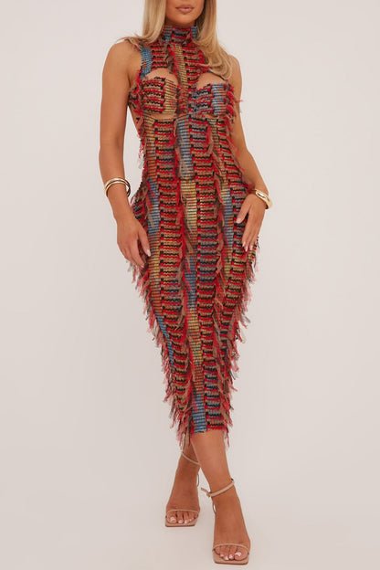 Verona Cutout Backless Ripped Midi Dress