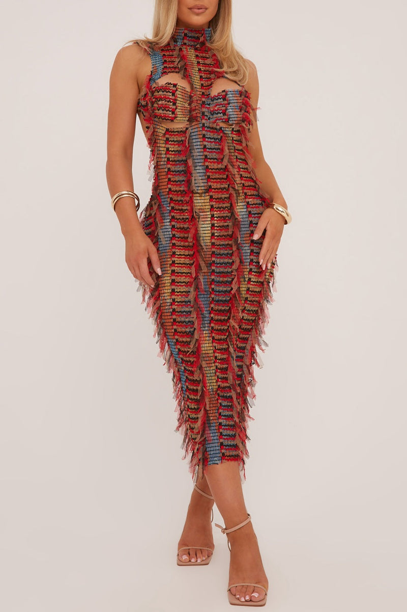 Verona Cutout Backless Ripped Midi Dress