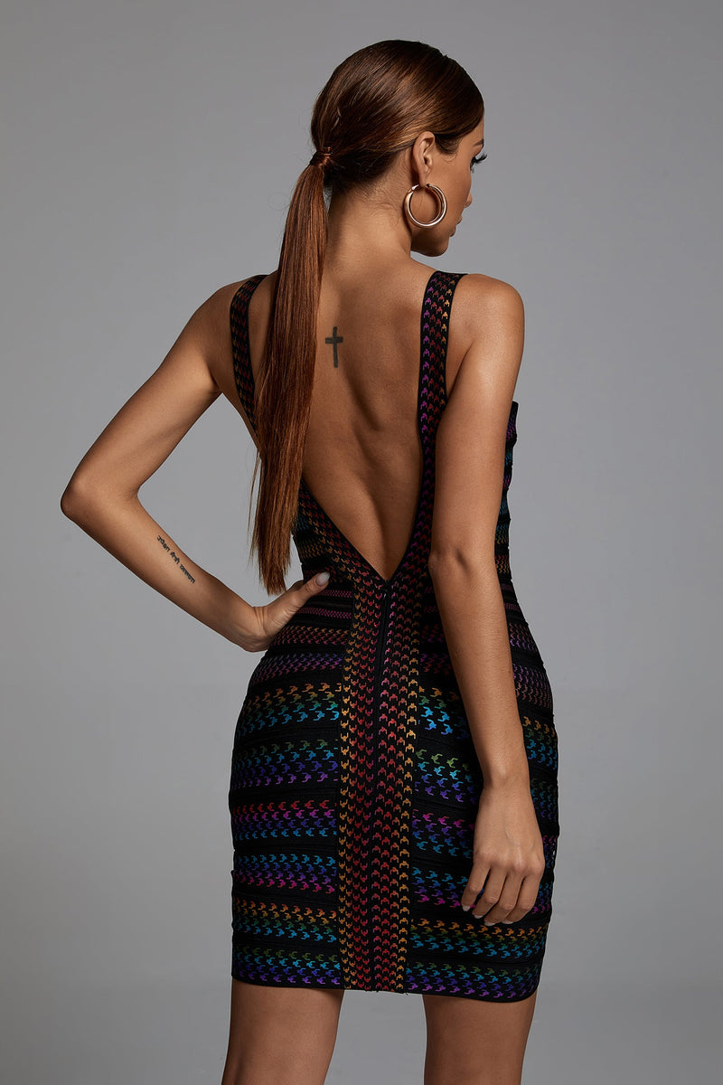 Victoria Rainbow Mini Bandage Dress