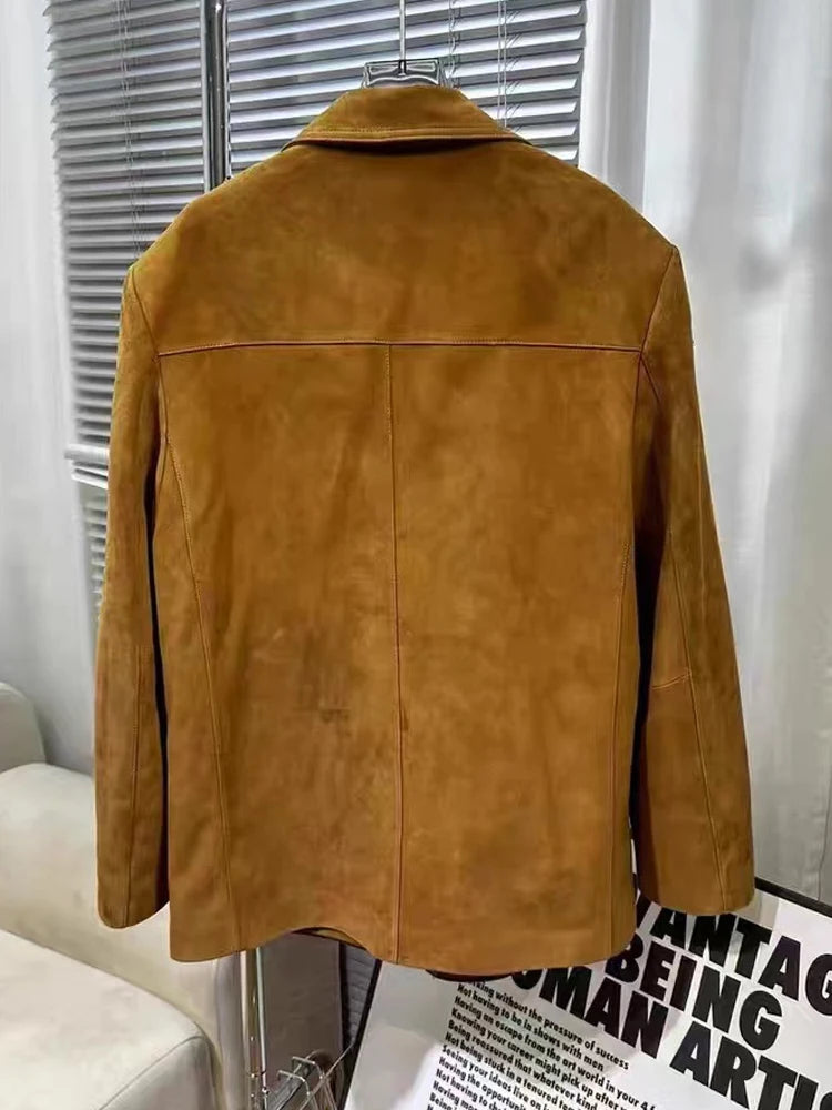 Brown Suede New Loose Oversized Street Coat