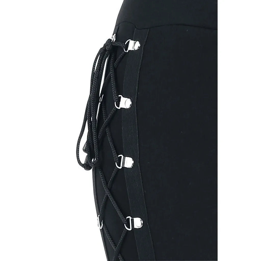 Gothic Lace Up Slim Halloween Pants