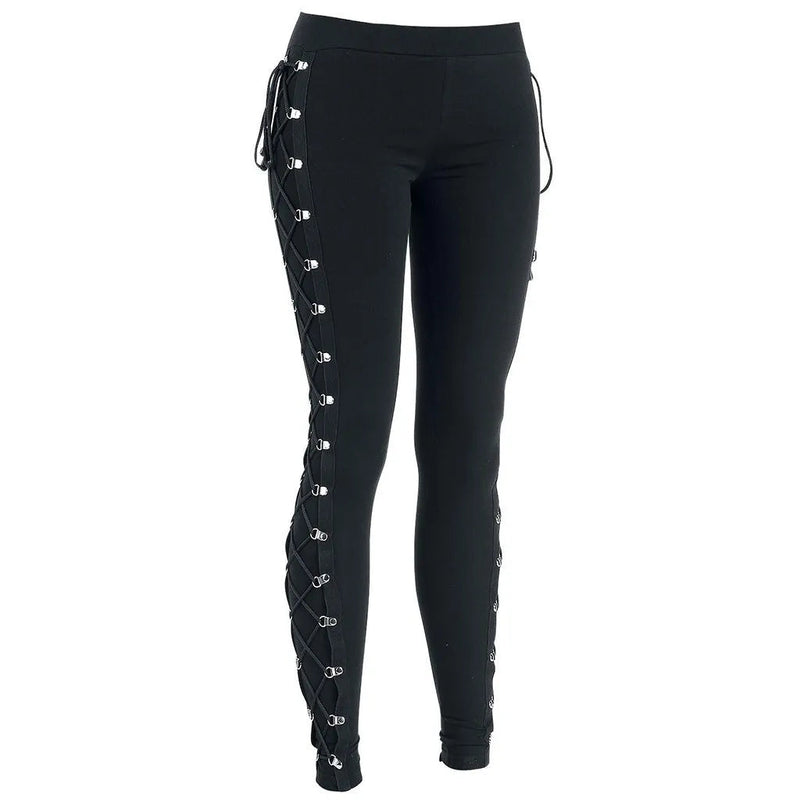 Gothic Lace Up Slim Halloween Pants