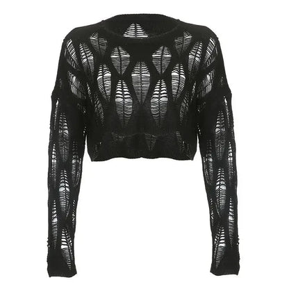 Hole Ripped Cropped Hollow Spring Sweater