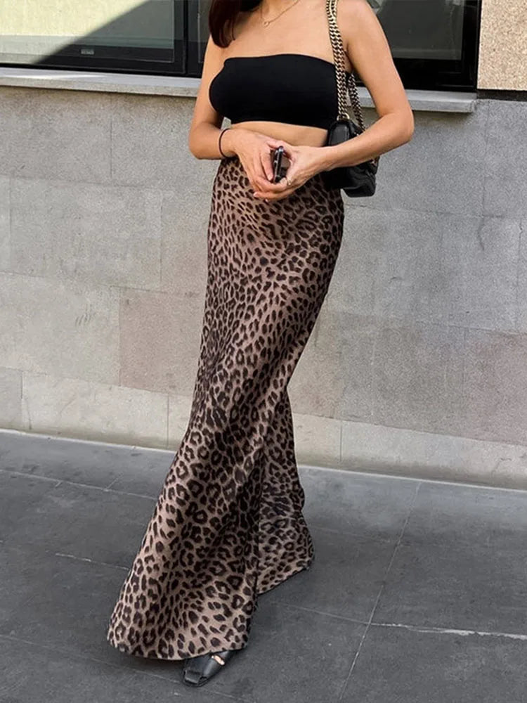 Dressbetty - Leopard Print Trumpet Skirts High Waist Zipper Skirt