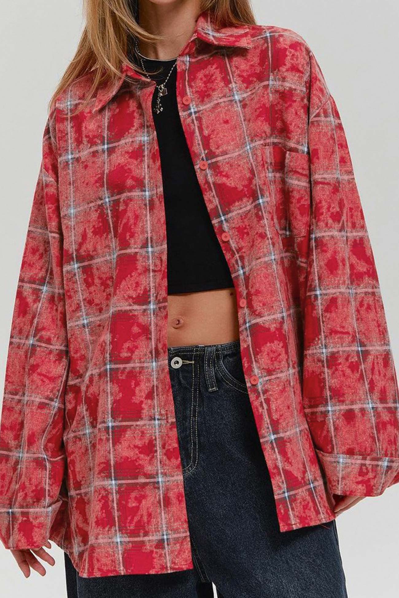 Plaid Oversized Blouse