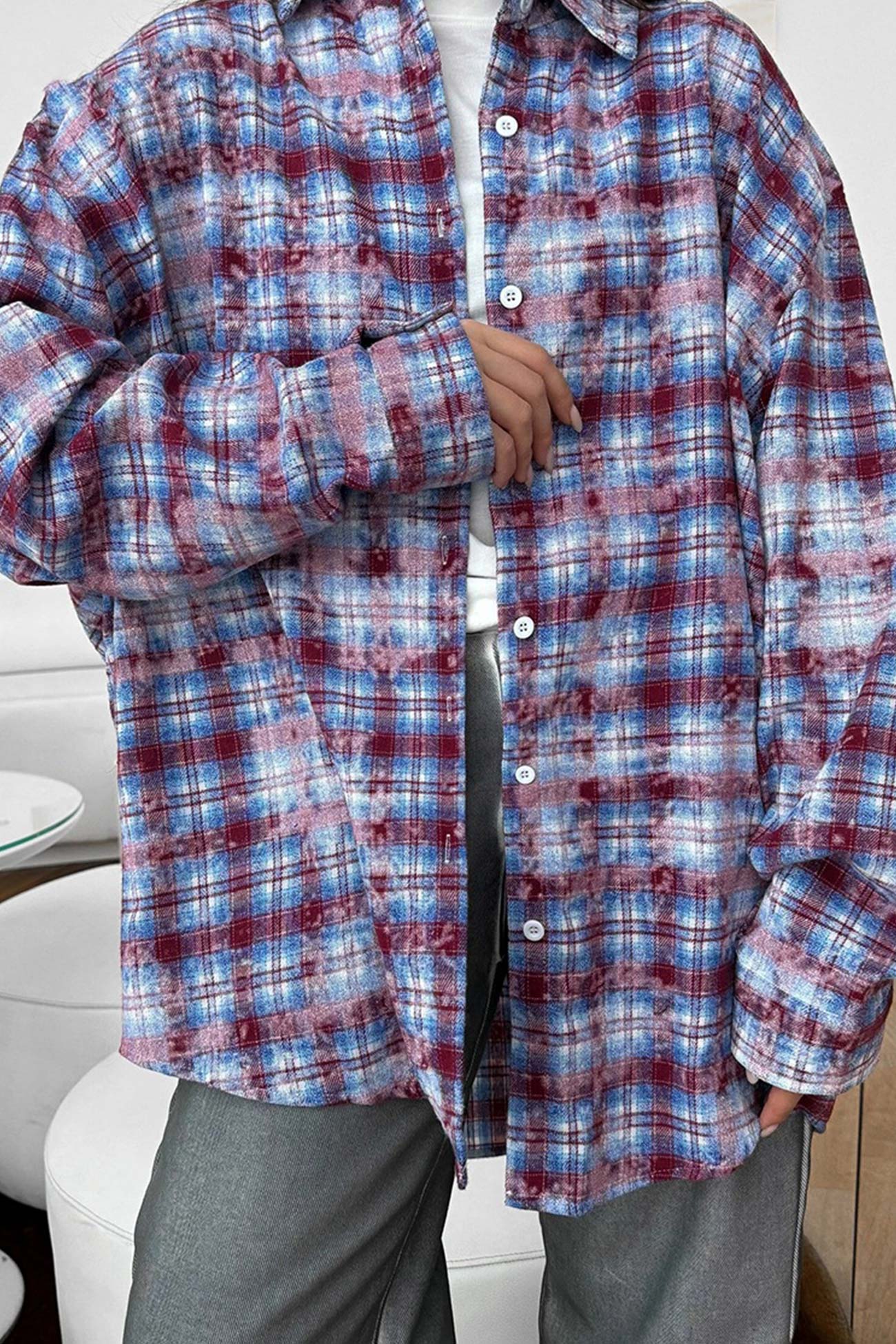 Plaid Oversized Blouse
