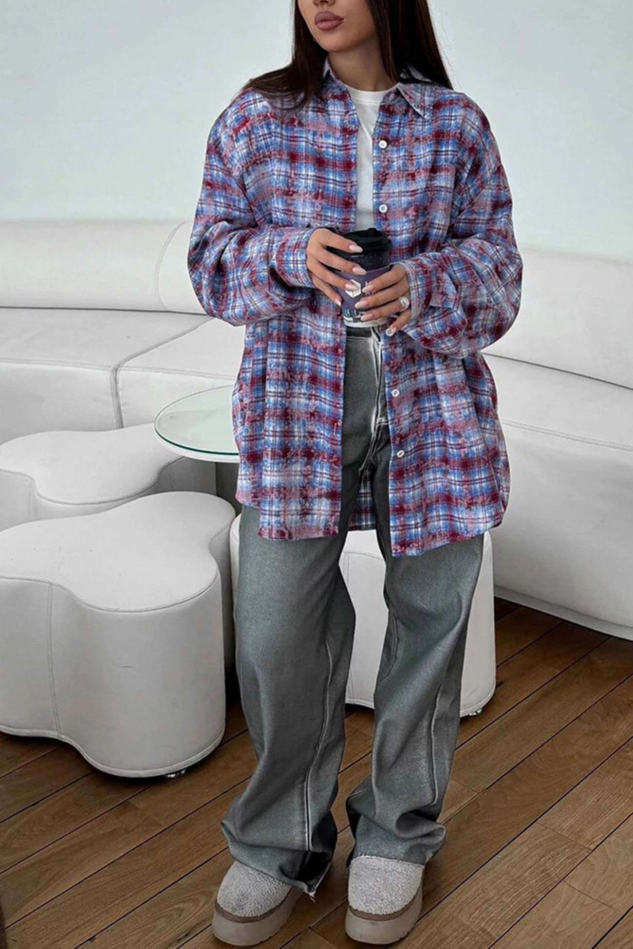 Plaid Oversized Blouse