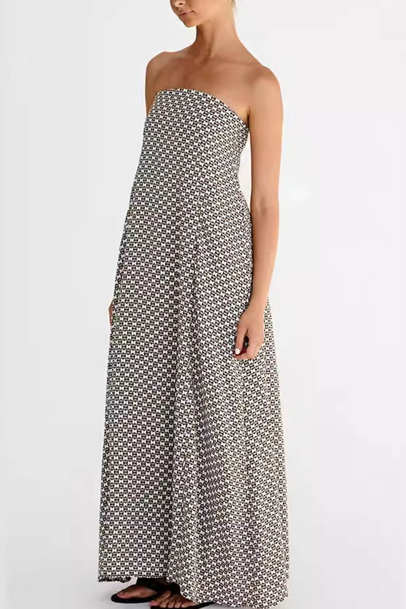 Print Strapless Maxi Dress