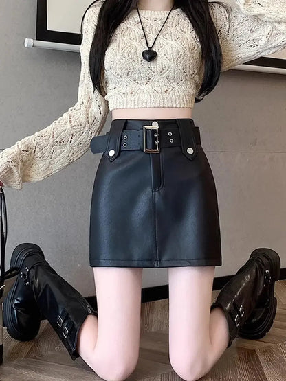Leather High Waist Gothic Skirt