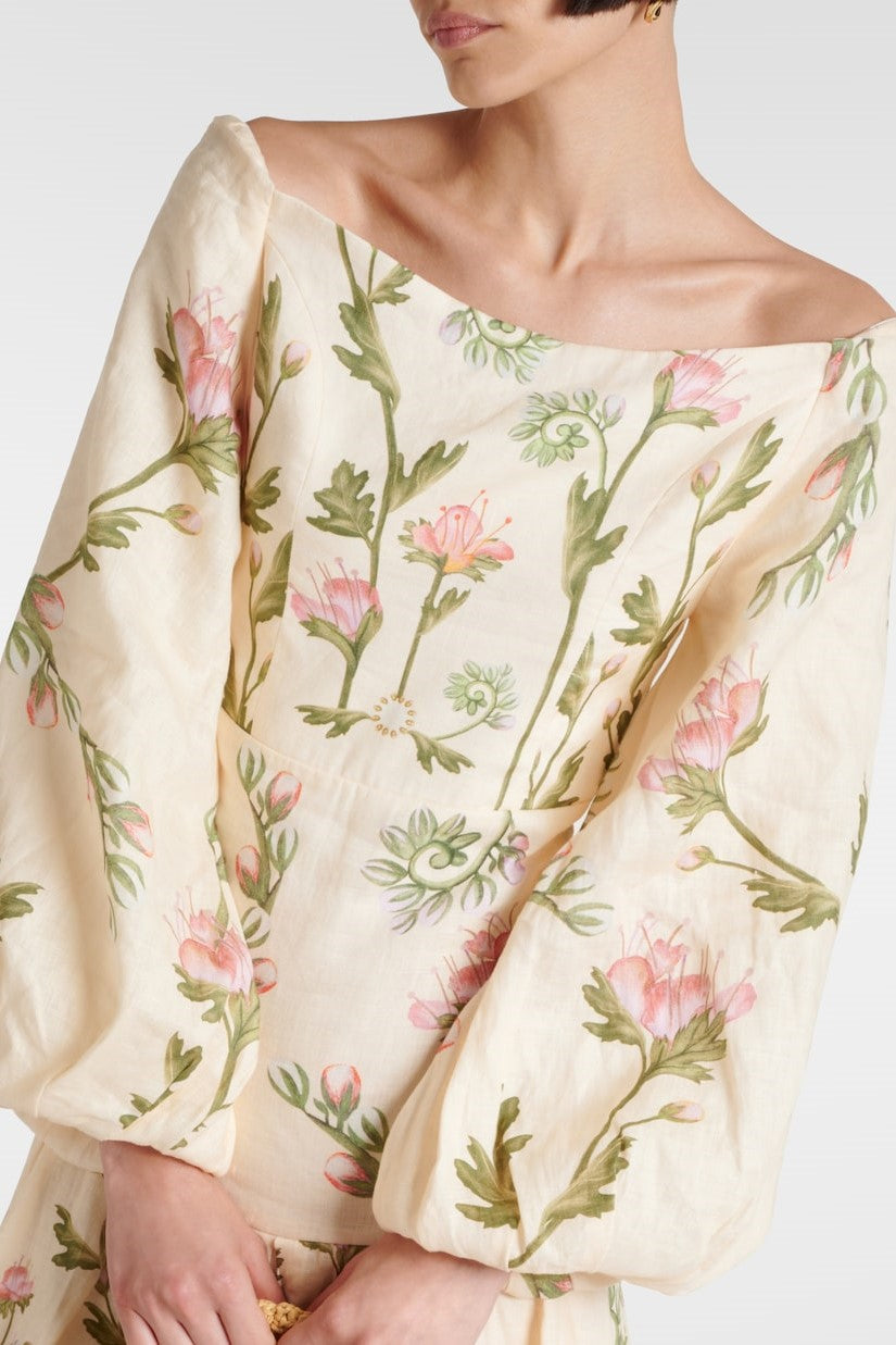 Lantern Sleeve Off-shoulder Maxi Dress