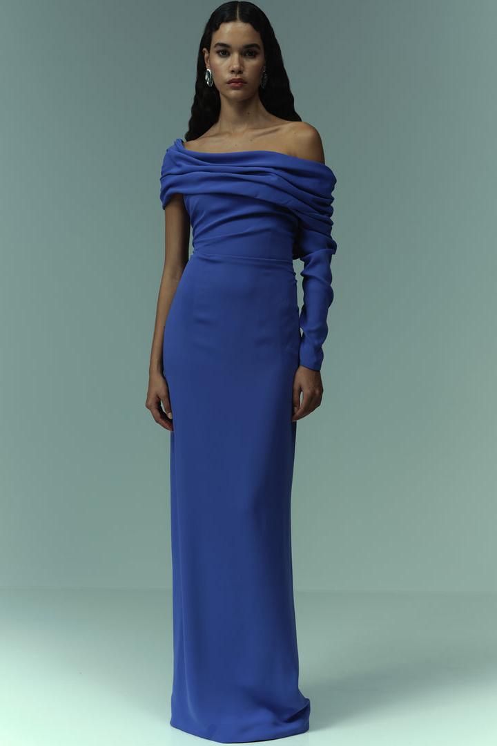 Off-shoulder Ruched Maxi Dress