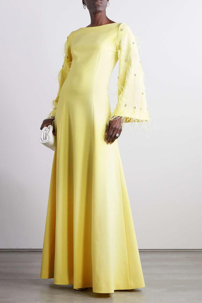 Satin Rhinestone Maxi Dress