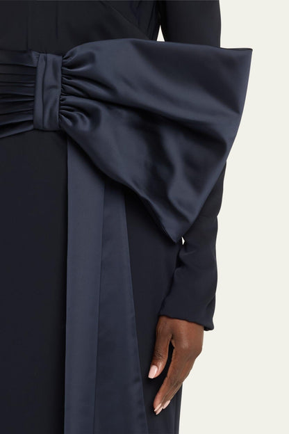 Bow Long Sleeve Off-shoulder Maxi Dress