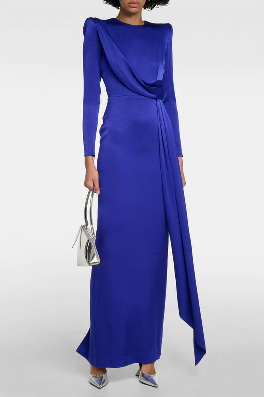 Satin Long Sleeve Midi Dress