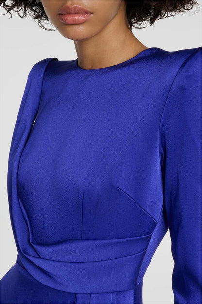 Satin Long Sleeve Midi Dress