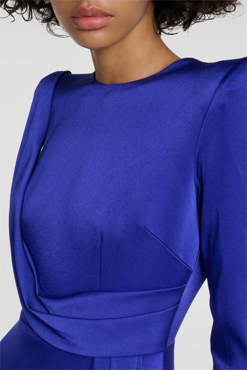 Satin Long Sleeve Midi Dress