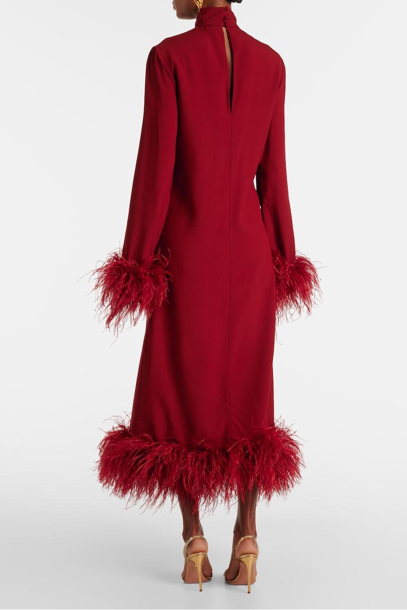 Feather Long Sleeve Midi Dress