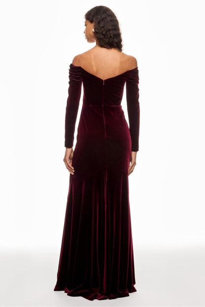 Velvet Off-shoulder Maxi Dress
